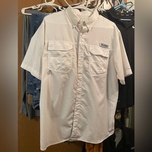 White Columbia fishing shirt. Button down